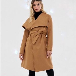 Jacqueline de Yong Julia Wrap Coat in Camel